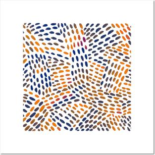 Watercolor dotted lines - orange and blue Posters and Art